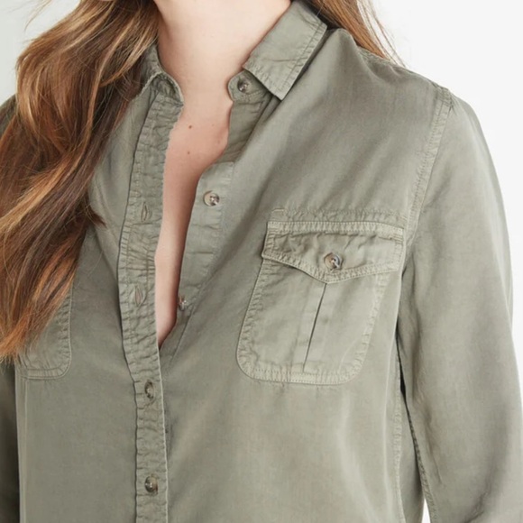 Marine Layer Hadley Button Down Shirt Top in Worn Olive Size XS Hiking Camping - Picture 2 of 7